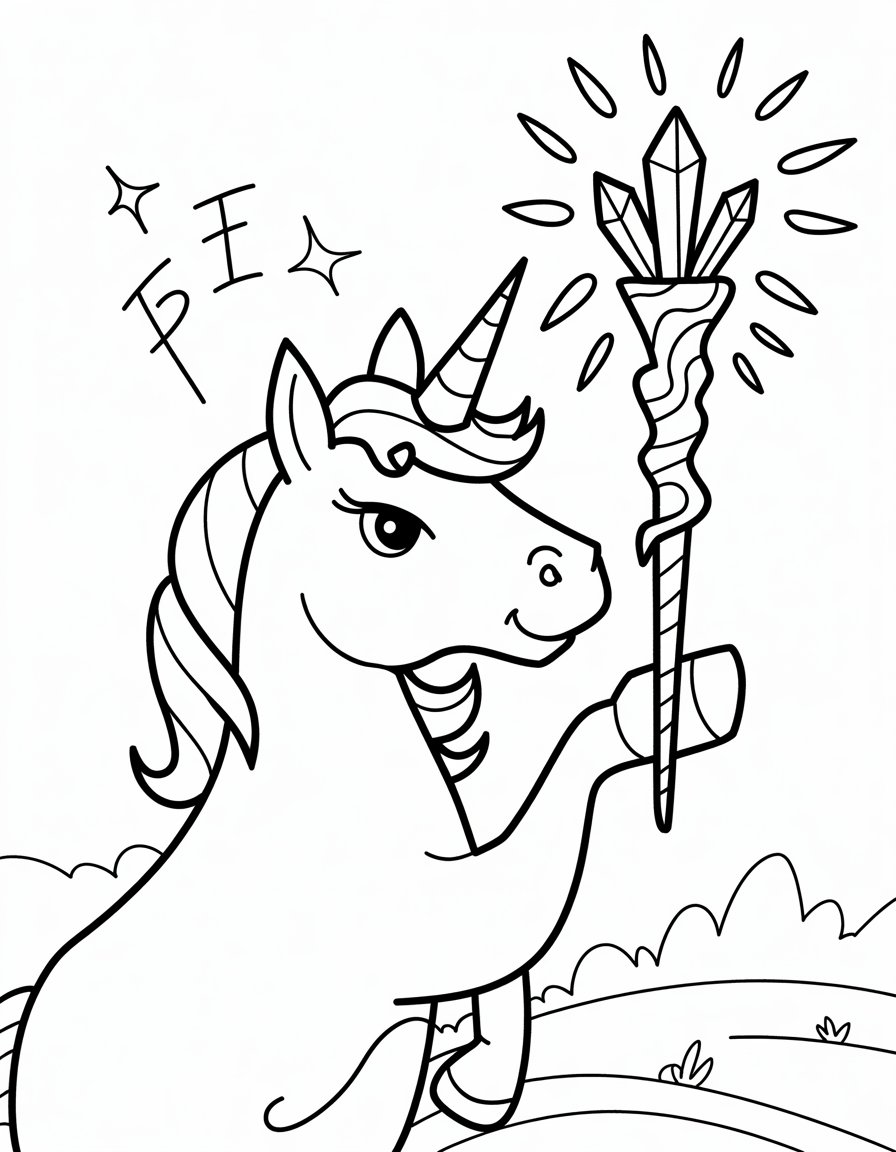 Unicorn with Magical Staff